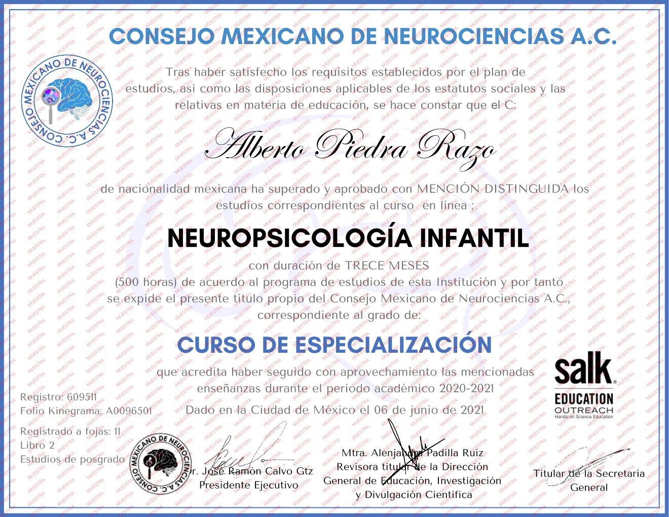 Especialidad en Neuropsicología